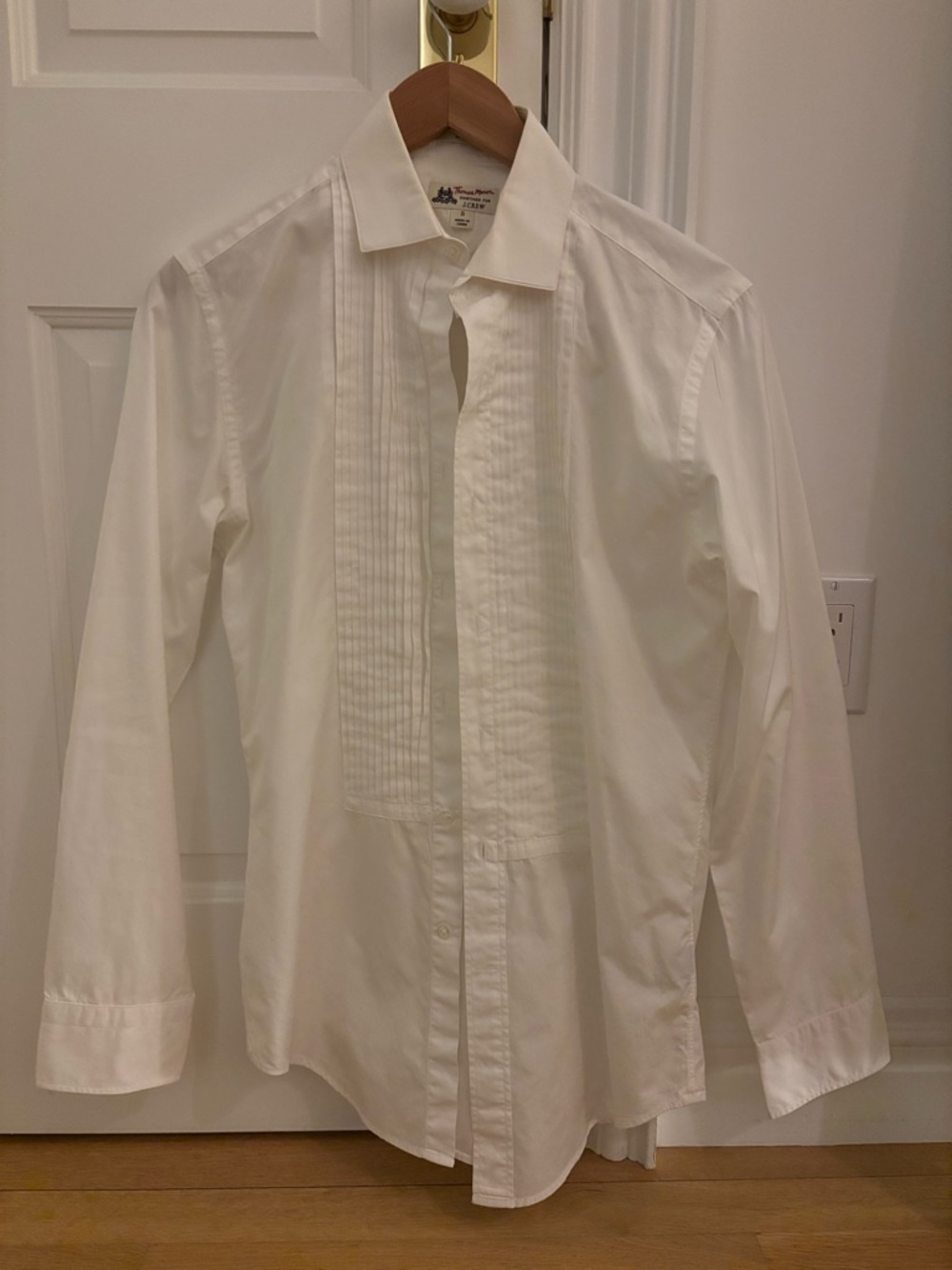 J. Crew Thomas Mason White Tuxedo Dress Shirt - Picture 2 of 4